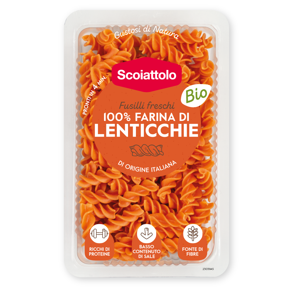 Fusilli BIO 100% lenticchie rosse con granella di pistacchio, spinacino e  sale rosa - Scoiattolo - la tua pasta fresca