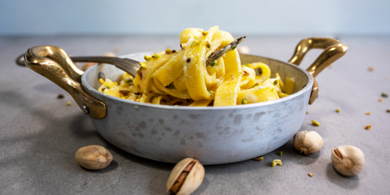 GLUTEN-FREE Tagliatelle “Cacio e Pepe” with pistachios