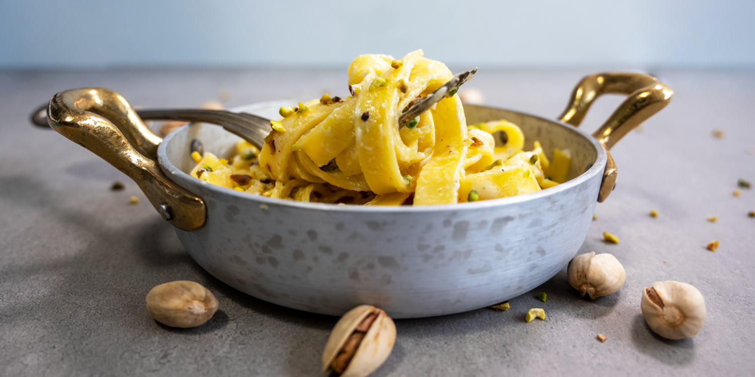 GLUTEN-FREE Tagliatelle “Cacio e Pepe” with pistachios