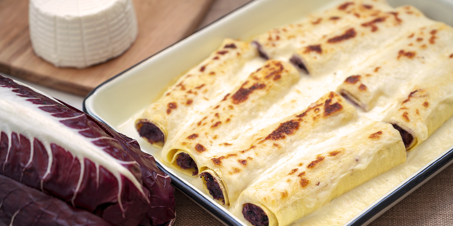 Un primo piatto bilanciato con le nuove sfoglie fresche all’uovo: Cannelloni ricotta e radicchio